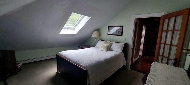 3 Wolf Rd, Buzzards Bay, MA 02532 - bedroom with a skylight, lofted ceiling, and a baseboard heating unit