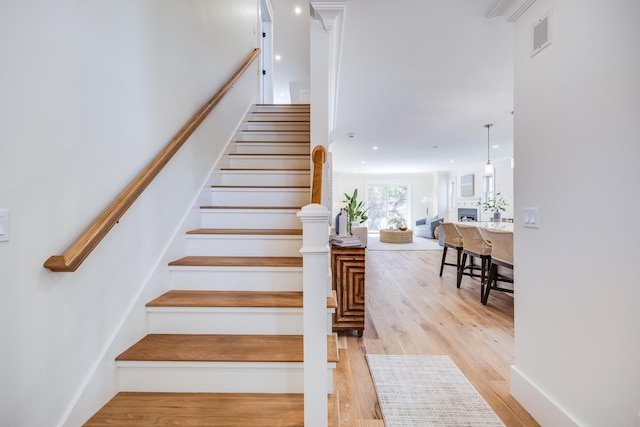 213 N Falmouth Hwy Unit 5B, North Falmouth, MA 02556 - stairs with wood finished floors and recessed lighting