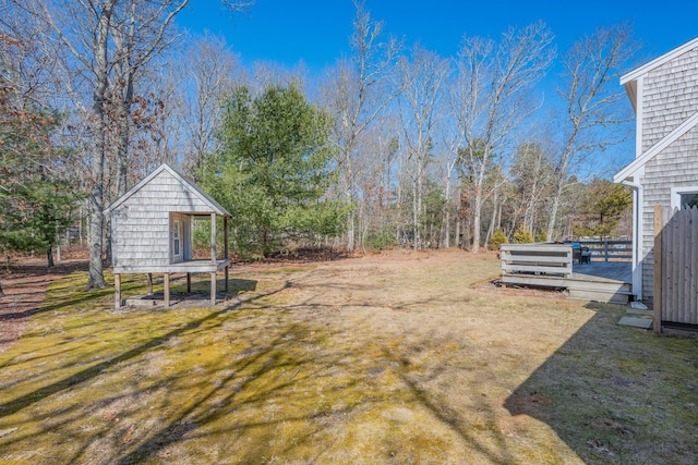 view of yard with a deck