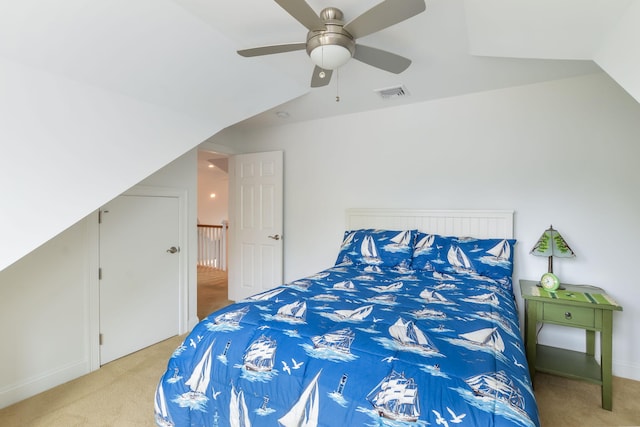 26 Crosswinds Way E, Falmouth, MA 02536 - carpeted bedroom featuring lofted ceiling and ceiling fan