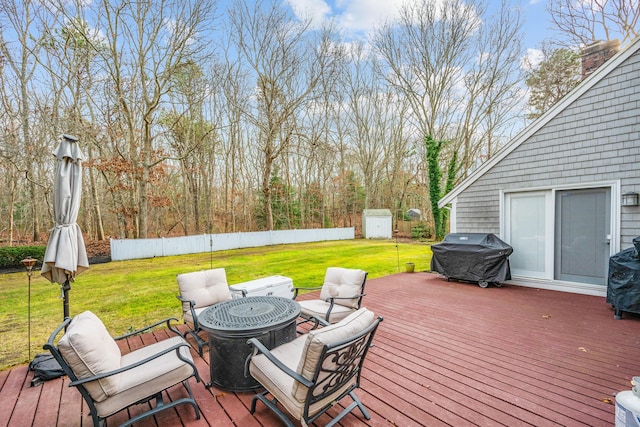 56 Allan Rd, West Barnstable, MA 02668 - wooden deck featuring a grill and outdoor dining space