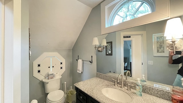 40 Brant Rock Rd, Mashpee, MA 02649 - bathroom with vanity and lofted ceiling