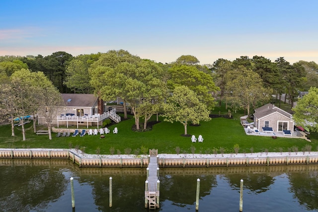 30 Overland Rd, Mashpee, MA 02649 - rear view of property with a water view and a yard