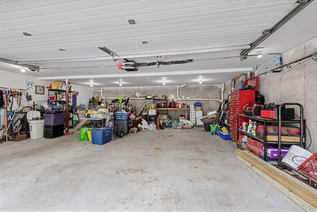 garage with a garage door opener