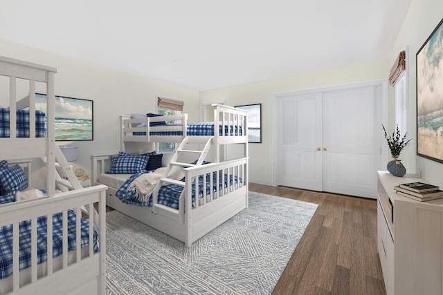 bedroom with a closet and wood finished floors