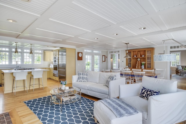 living area with light wood finished floors