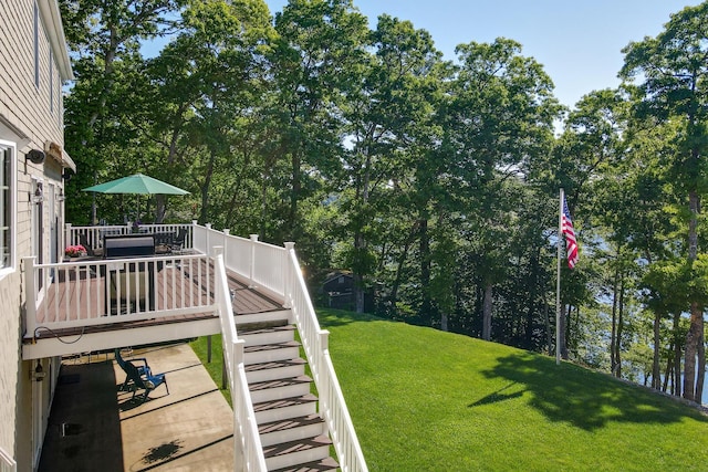 view of yard featuring a deck