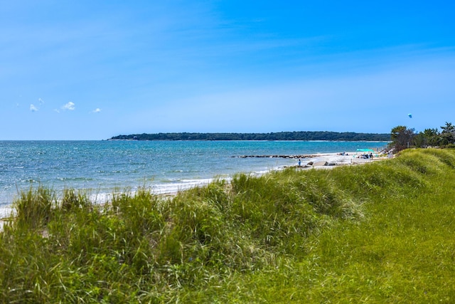 property view of water featuring a beach view