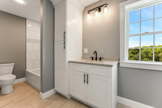 29 Sheppard Rd, Sagamore Beach, MA 02562 - full bathroom featuring toilet, baseboards, vanity, and bathing tub / shower combination