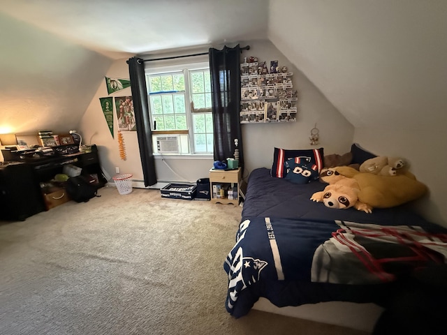 18 Staysail Cir, Marstons Mills, MA 02648 - bedroom featuring vaulted ceiling, carpet floors, and cooling unit