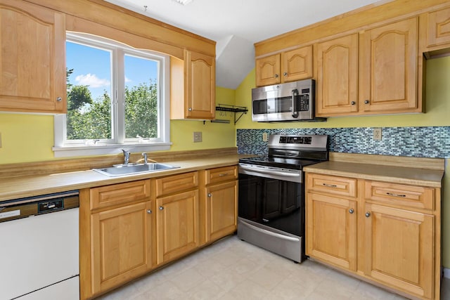 3 Waterside Dr, North Falmouth, MA 02556 - kitchen with appliances with stainless steel finishes, light countertops, and light brown cabinets