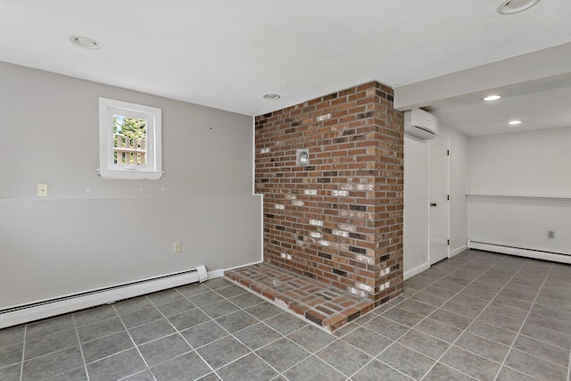 3 Waterside Dr, North Falmouth, MA 02556 - spare room with a baseboard radiator, an AC wall unit, tile patterned floors, and recessed lighting