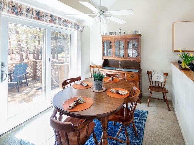 131 Shellback Way Unit T, Mashpee, MA 02649 - dining space with ceiling fan, baseboards, and light carpet