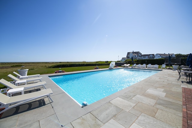 view of pool featuring a patio