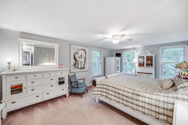 43 Owl Pond Rd, Brewster, MA 02631 - bedroom with light carpet and a ceiling fan