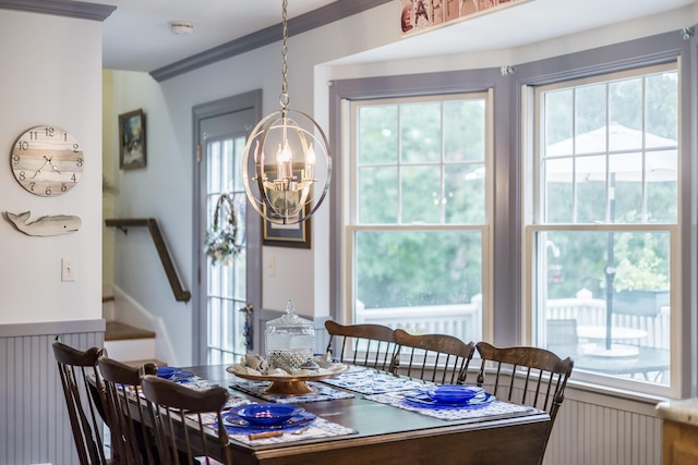43 Owl Pond Rd, Brewster, MA 02631 - dining space with a chandelier and stairway