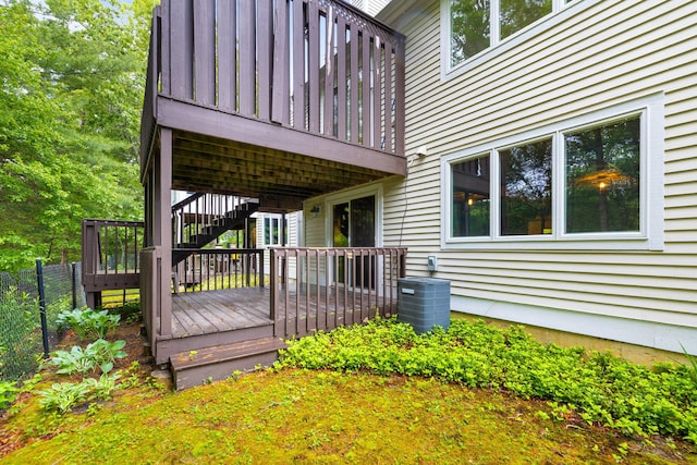 15 Pebble Beach Ave, Mashpee, MA 02649 - exterior space with a wooden deck and stairway