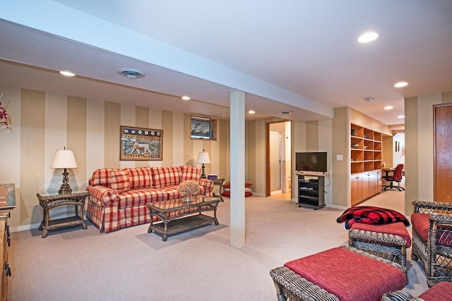 living room featuring carpet