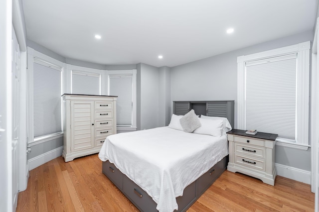 352 Bishop St, Framingham, MA 01702 - bedroom featuring light wood-style flooring, baseboards, and recessed lighting