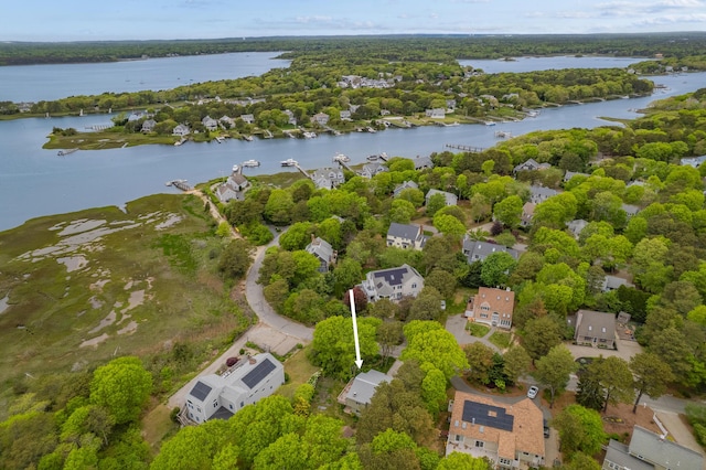 128 Whippoorwill Cir, Mashpee, MA 02649 - aerial perspective of suburban area with a nearby body of water