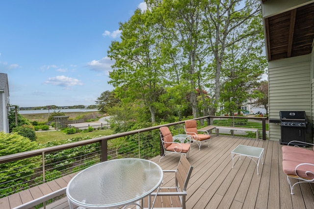 128 Whippoorwill Cir, Mashpee, MA 02649 - deck featuring grilling area and a water view