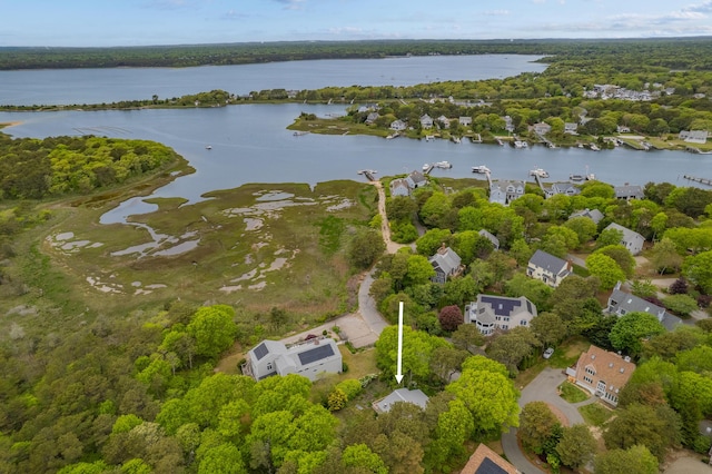 128 Whippoorwill Cir, Mashpee, MA 02649 - aerial perspective of suburban area featuring a nearby body of water