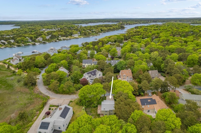 128 Whippoorwill Cir, Mashpee, MA 02649 - aerial perspective of suburban area featuring a nearby body of water