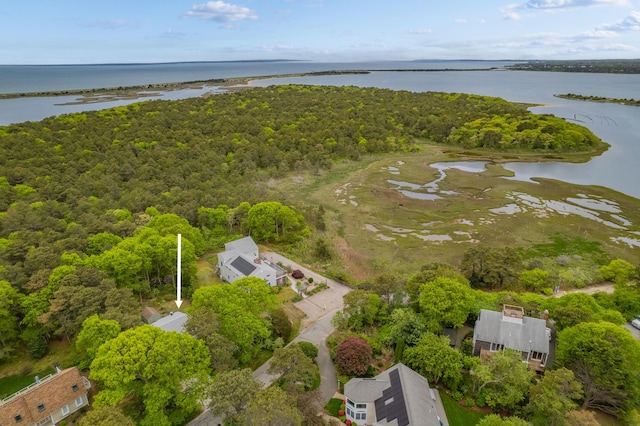 128 Whippoorwill Cir, Mashpee, MA 02649 - drone / aerial view of a nearby body of water and a forest