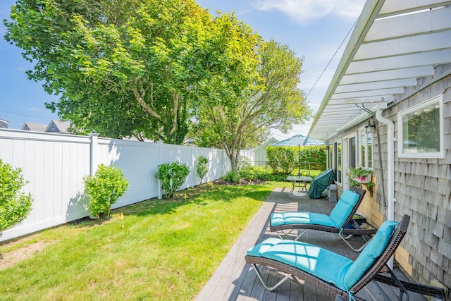 5 Highland Ln, Harwich Port, MA 02646 - fenced backyard featuring a deck