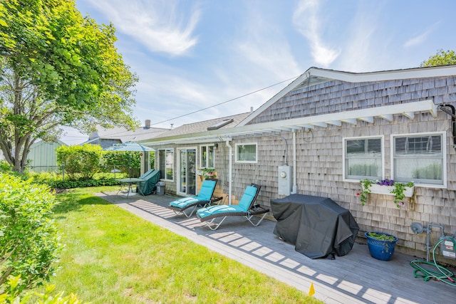 5 Highland Ln, Harwich Port, MA 02646 - rear view of property featuring a wooden deck