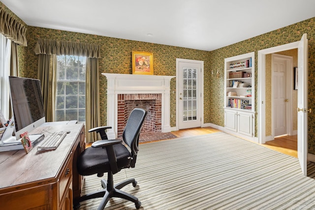 46 Freeman Ln, Orleans, MA 02653 - office featuring wallpapered walls and baseboards