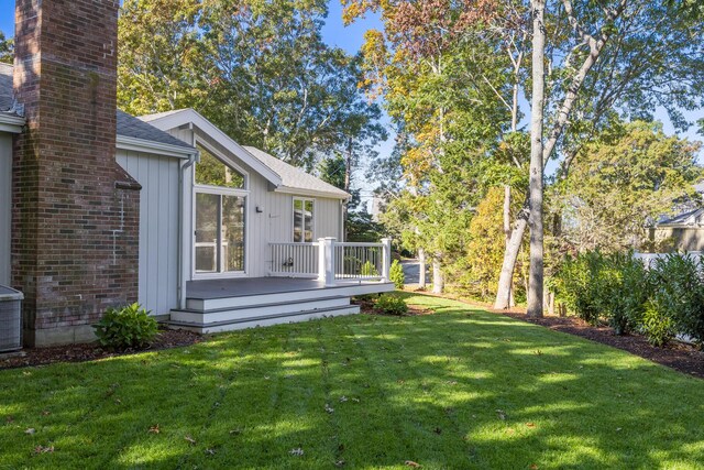 view of yard with a deck