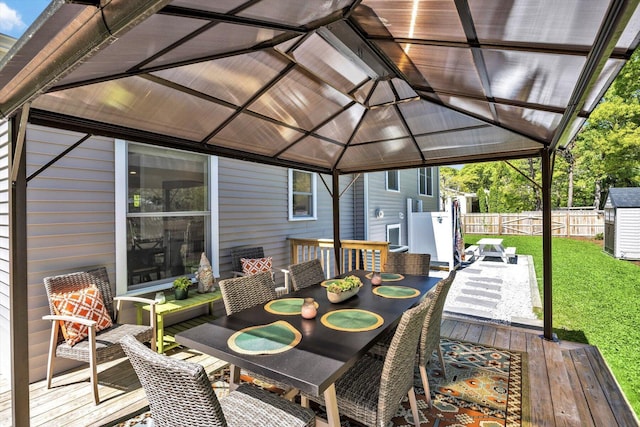 39 Nehoiden Rd, Mashpee, MA 02649 - wooden deck featuring a gazebo and outdoor dining area