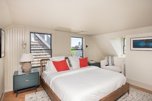 3 Carver Ct, Provincetown, MA 02657 - bedroom featuring vaulted ceiling, attic access, and wood finished floors