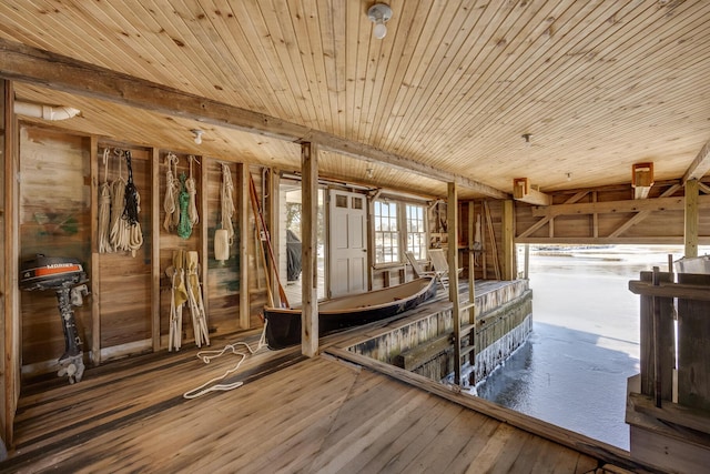 interior space featuring wood ceiling