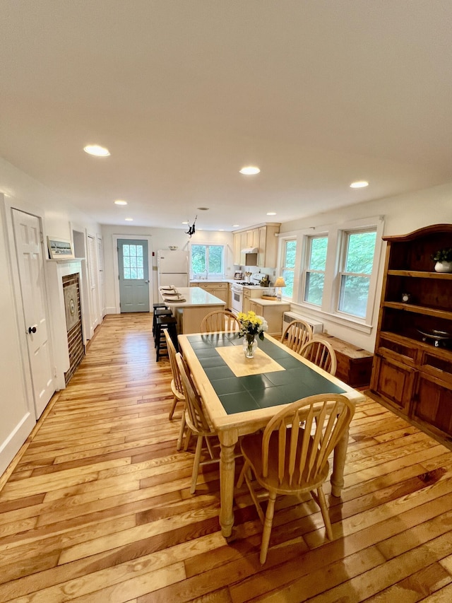 27 Long View Dr, Orleans, MA 02653 - dining room with light wood-style floors and recessed lighting