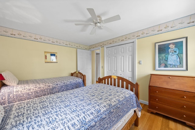 21 Gramps Way S, Chatham, MA 02659 - bedroom with wood finished floors, a closet, and a ceiling fan