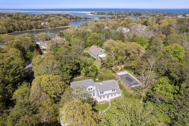 2 Little Cove Ln, Orleans, MA 02653 - bird's eye view of a large body of water and a heavily wooded area