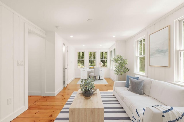 2 Little Cove Ln, Orleans, MA 02653 - living room with light wood-style flooring, recessed lighting, and baseboards