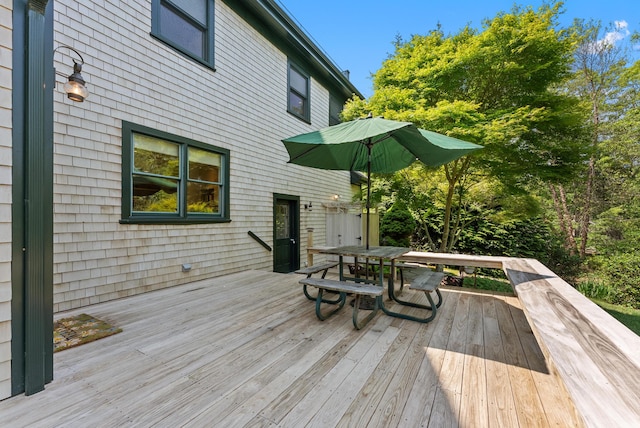 23 Crowell Ln, Tisbury, MA 02568 - wooden deck featuring outdoor dining space