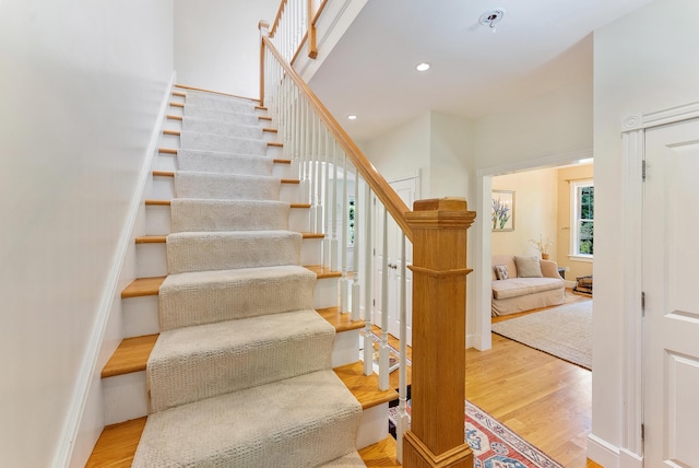 23 Crowell Ln, Tisbury, MA 02568 - stairway with wood finished floors and recessed lighting