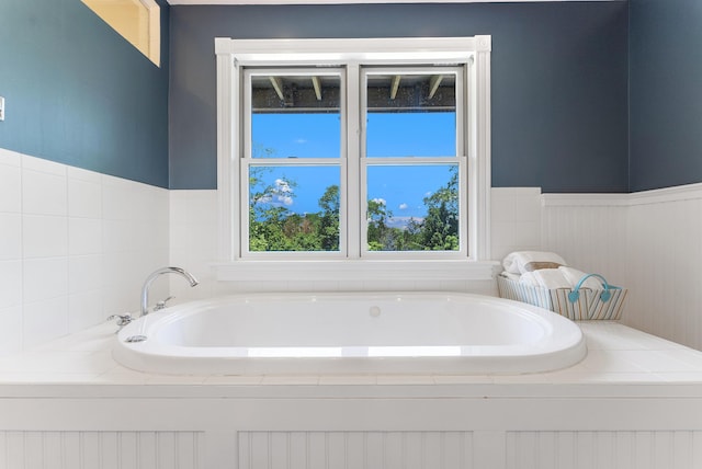 23 Crowell Ln, Tisbury, MA 02568 - full bathroom featuring a bath and a wainscoted wall
