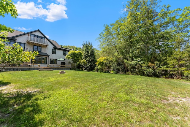 23 Crowell Ln, Tisbury, MA 02568 - view of grassy yard with a balcony