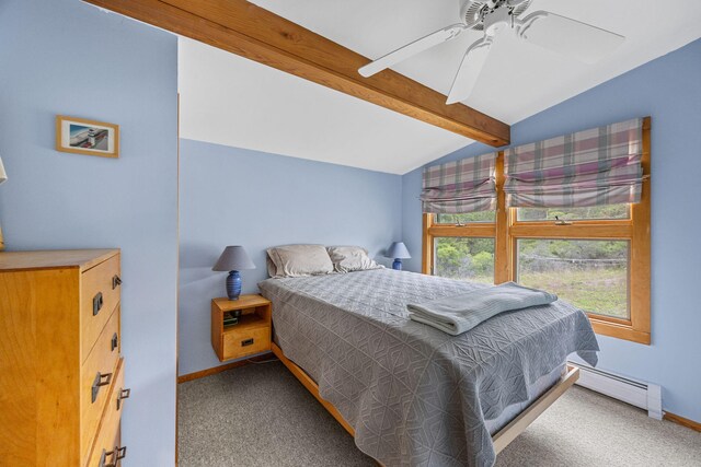 5 Great Hills Rd, Truro, MA 02666 - bedroom featuring a baseboard radiator, carpet, and a ceiling fan