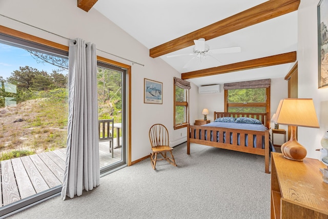 5 Great Hills Rd, Truro, MA 02666 - bedroom featuring a wall mounted AC, access to outside, carpet flooring, and multiple windows