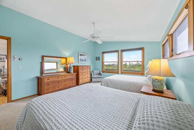 5 Great Hills Rd, Truro, MA 02666 - carpeted bedroom featuring vaulted ceiling and a ceiling fan