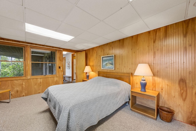5 Great Hills Rd, Truro, MA 02666 - carpeted bedroom featuring wooden walls and a paneled ceiling
