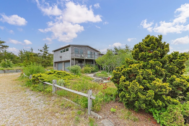 5 Great Hills Rd, Truro, MA 02666 - rear view of property with a garage and driveway