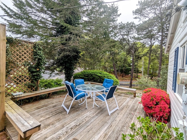 62 Old Fish House Rd, South Dennis, MA 02660 - wooden deck featuring outdoor dining area