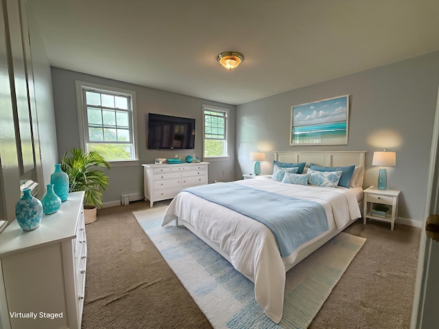 56 Center St Unit 2-3, Dennis Port, MA 02639 - carpeted bedroom featuring baseboards and a baseboard radiator